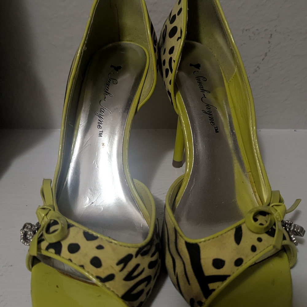 Betsey Johnson Yellow and Black Animal Print Heels